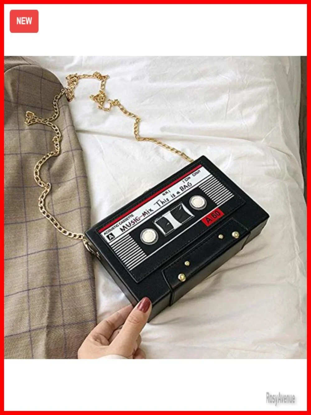 Vintage Radio Shape Crossbody Bag PU Leather Metal Evening Clutch